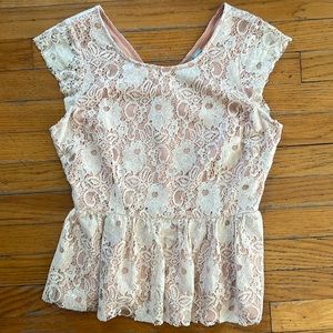 Anthropologie Maeve Lace Peplum Top, small